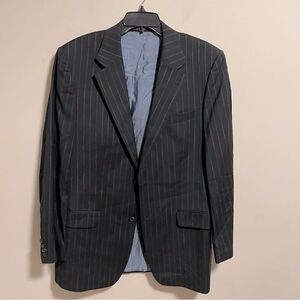 Hugo Boss Sports Coat Blazer Navy Striped Gable/Vegas Virgin Wool- Size 44L
